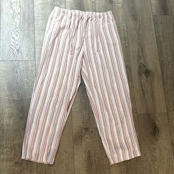Orvis Women’s Cotton Striped Summer Pants Size 12/L Pink Tan White Color - Picture 2 of 12